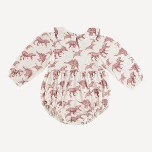 NWT Kate Quinn Pink Dinosaur Peter Pan Collar Bubble Romper Bamboo